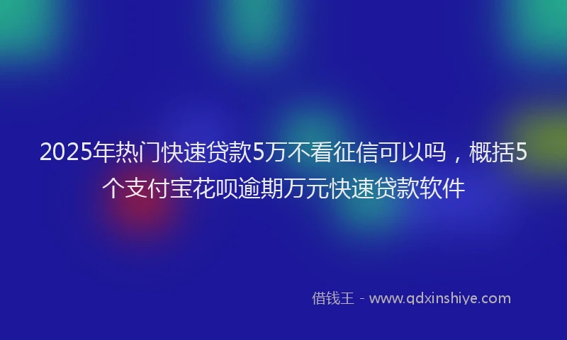 2025年热门快速贷款5万不看征信可以吗，概括5个支付宝花呗逾期万元快速贷款软件