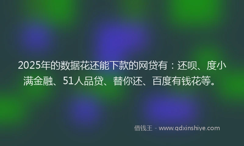 2025年的数据花还能下款的网贷有：还呗、度小满金融、51人品贷、替你还、百度有钱花等。