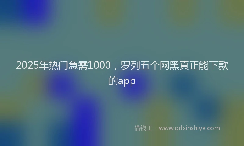 2025年热门急需1000，罗列五个网黑真正能下款的app