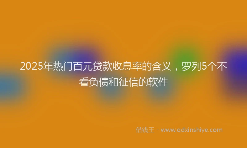 2025年热门百元贷款收息率的含义，罗列5个不看负债和征信的软件