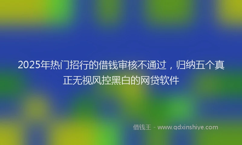 2025年热门招行的借钱审核不通过，归纳五个真正无视风控黑白的网贷软件