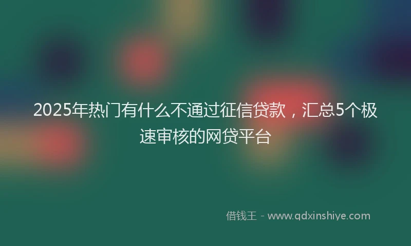 2025年热门有什么不通过征信贷款，汇总5个极速审核的网贷平台
