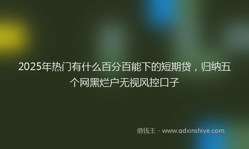2025年热门有什么百分百能下的短期贷，归纳五个网黑烂户无视风控口子