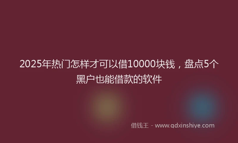 2025年热门怎样才可以借10000块钱，盘点5个黑户也能借款的软件