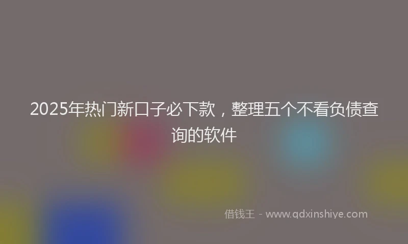 2025年热门新口子必下款，整理五个不看负债查询的软件