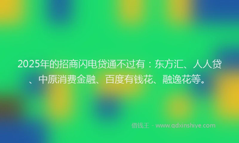2025年的招商闪电贷通不过有：东方汇、人人贷、中原消费金融、百度有钱花、融逸花等。