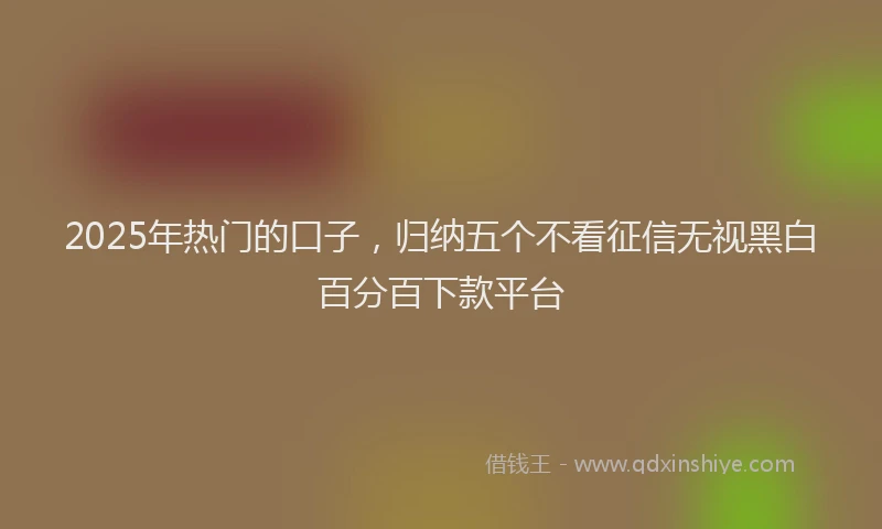2025年热门的口子，归纳五个不看征信无视黑白百分百下款平台