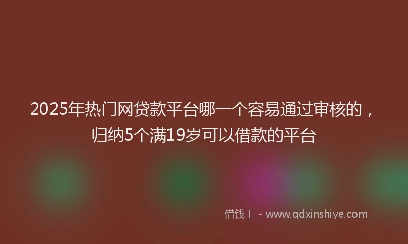 2025年热门网贷款平台哪一个容易通过审核的，归纳5个满19岁可以借款的平台