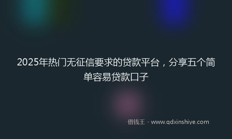 2025年热门无征信要求的贷款平台，分享五个简单容易贷款口子