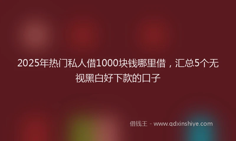 2025年热门私人借1000块钱哪里借，汇总5个无视黑白好下款的口子