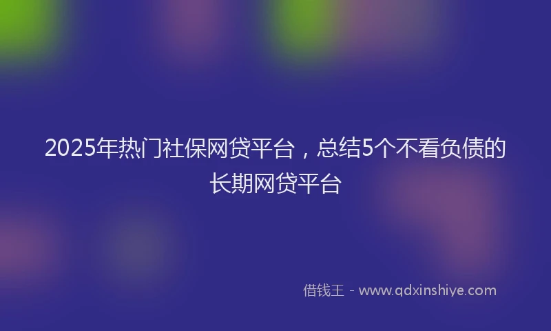 2025年热门社保网贷平台，总结5个不看负债的长期网贷平台