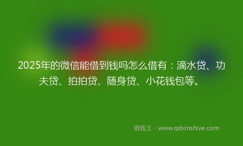 2025年的微信能借到钱吗怎么借有：滴水贷、功夫贷、拍拍贷、随身贷、小花钱包等。