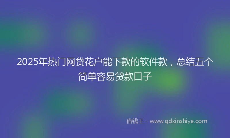2025年热门网贷花户能下款的软件款，总结五个简单容易贷款口子