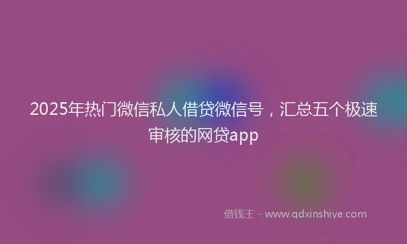 2025年热门微信私人借贷微信号，汇总五个极速审核的网贷app