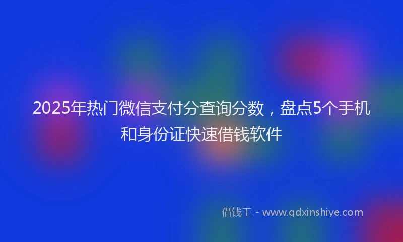 2025年热门微信支付分查询分数，盘点5个手机和身份证快速借钱软件