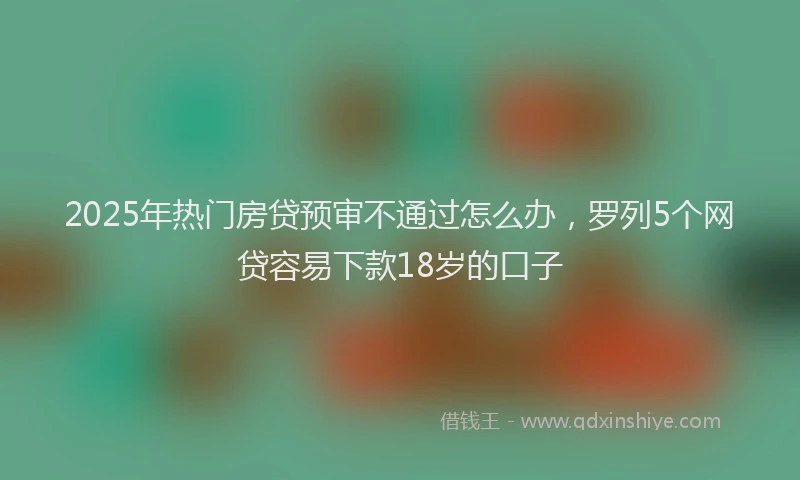 2025年热门房贷预审不通过怎么办，罗列5个网贷容易下款18岁的口子