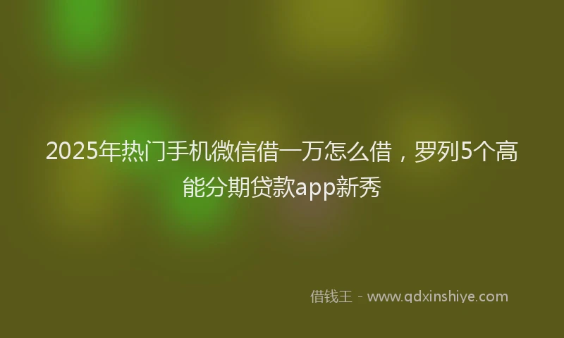 2025年热门手机微信借一万怎么借，罗列5个高能分期贷款app新秀