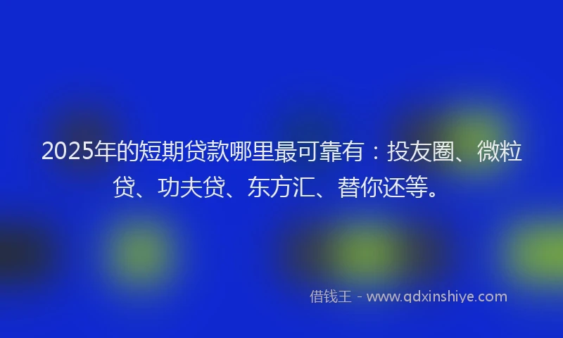 2025年的短期贷款哪里最可靠有：投友圈、微粒贷、功夫贷、东方汇、替你还等。