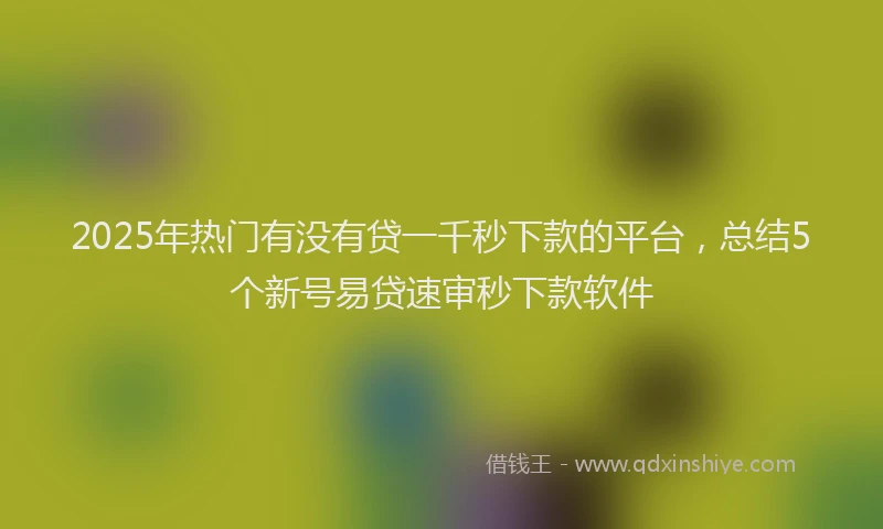 2025年热门有没有贷一千秒下款的平台，总结5个新号易贷速审秒下款软件