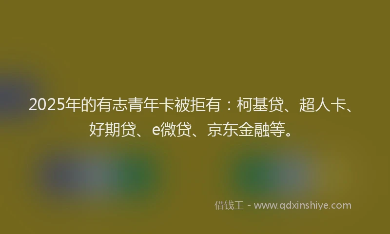 2025年的有志青年卡被拒有：柯基贷、超人卡、好期贷、e微贷、京东金融等。