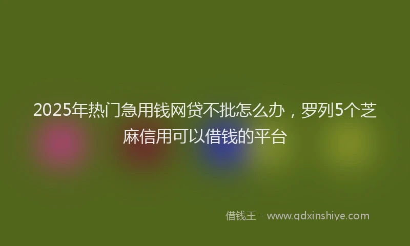 2025年热门急用钱网贷不批怎么办，罗列5个芝麻信用可以借钱的平台