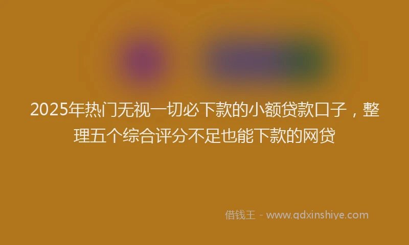 2025年热门无视一切必下款的小额贷款口子，整理五个综合评分不足也能下款的网贷
