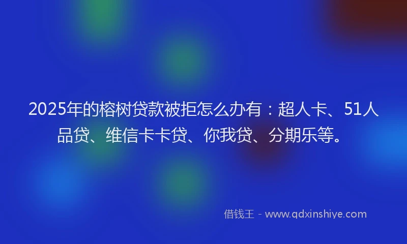 2025年的榕树贷款被拒怎么办有：超人卡、51人品贷、维信卡卡贷、你我贷、分期乐等。