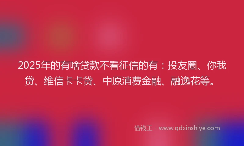 2025年的有啥贷款不看征信的有：投友圈、你我贷、维信卡卡贷、中原消费金融、融逸花等。