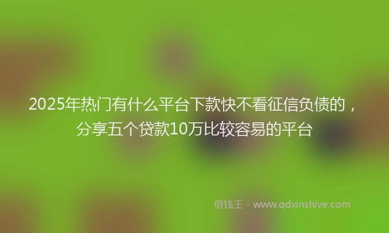 2025年热门有什么平台下款快不看征信负债的，分享五个贷款10万比较容易的平台