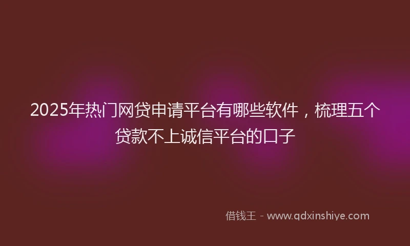 2025年热门网贷申请平台有哪些软件，梳理五个贷款不上诚信平台的口子