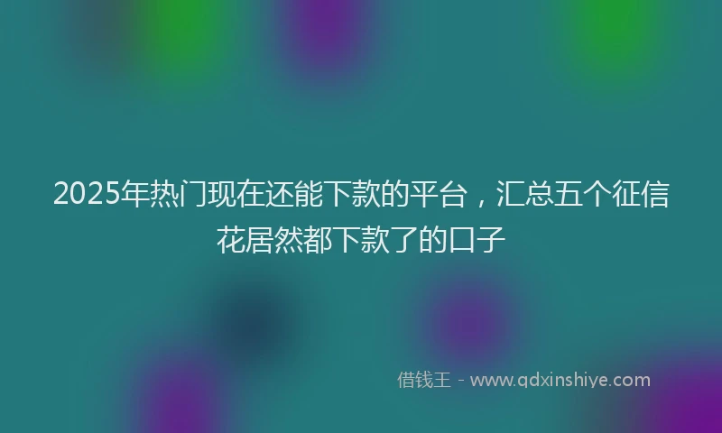 2025年热门现在还能下款的平台，汇总五个征信花居然都下款了的口子