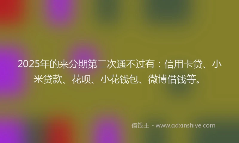 2025年的来分期第二次通不过有：信用卡贷、小米贷款、花呗、小花钱包、微博借钱等。