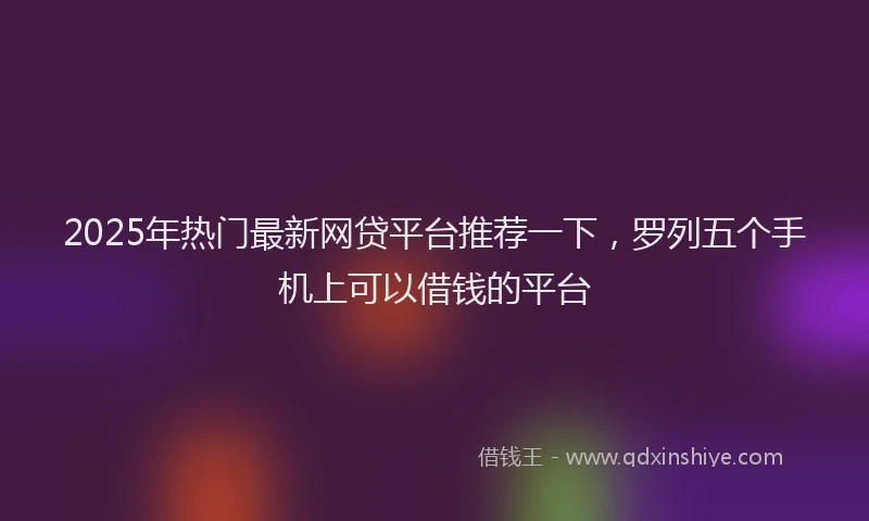 2025年热门最新网贷平台推荐一下，罗列五个手机上可以借钱的平台