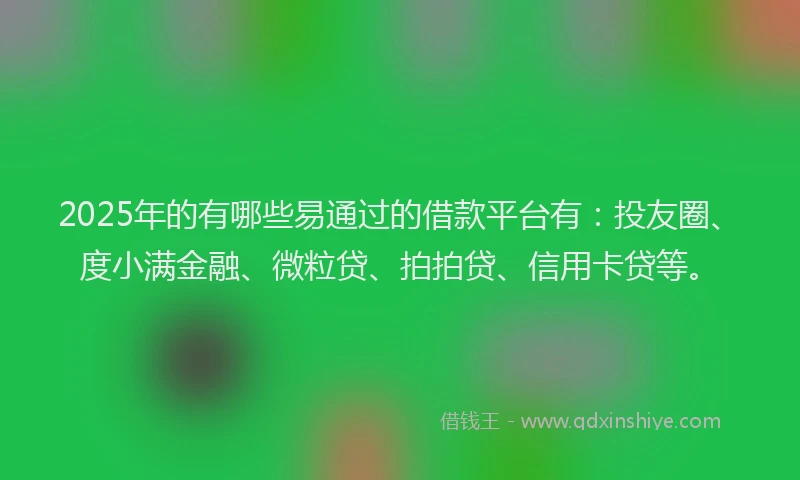 2025年的有哪些易通过的借款平台有：投友圈、度小满金融、微粒贷、拍拍贷、信用卡贷等。