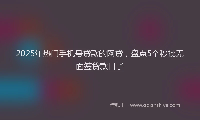 2025年热门手机号贷款的网贷，盘点5个秒批无面签贷款口子