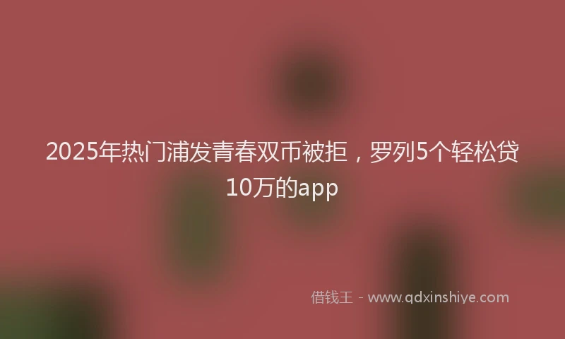 2025年热门浦发青春双币被拒，罗列5个轻松贷10万的app