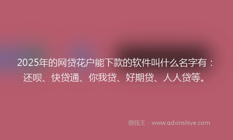 2025年的网贷花户能下款的软件叫什么名字有：还呗、快贷通、你我贷、好期贷、人人贷等。