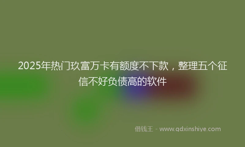 2025年热门玖富万卡有额度不下款，整理五个征信不好负债高的软件