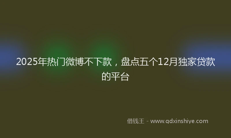 2025年热门微博不下款，盘点五个12月独家贷款的平台