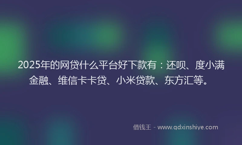 2025年的网贷什么平台好下款有：还呗、度小满金融、维信卡卡贷、小米贷款、东方汇等。
