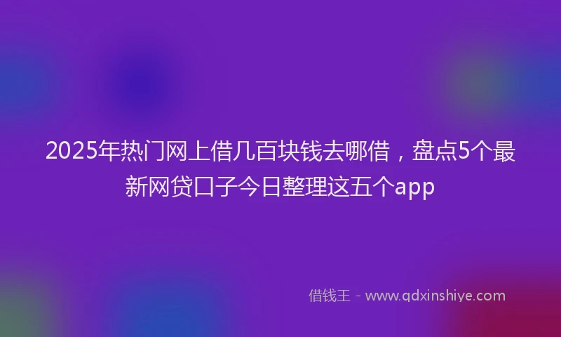 2025年热门网上借几百块钱去哪借，盘点5个最新网贷口子今日整理这五个app