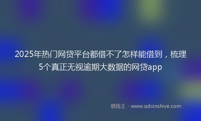 2025年热门网贷平台都借不了怎样能借到，梳理5个真正无视逾期大数据的网贷app