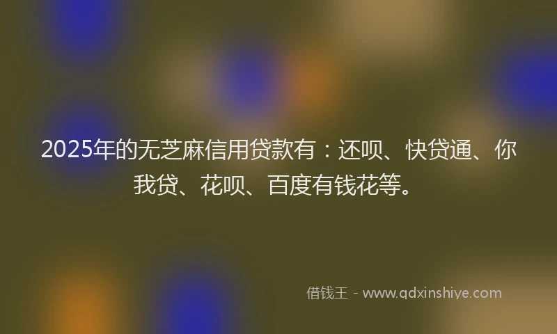 2025年的无芝麻信用贷款有：还呗、快贷通、你我贷、花呗、百度有钱花等。