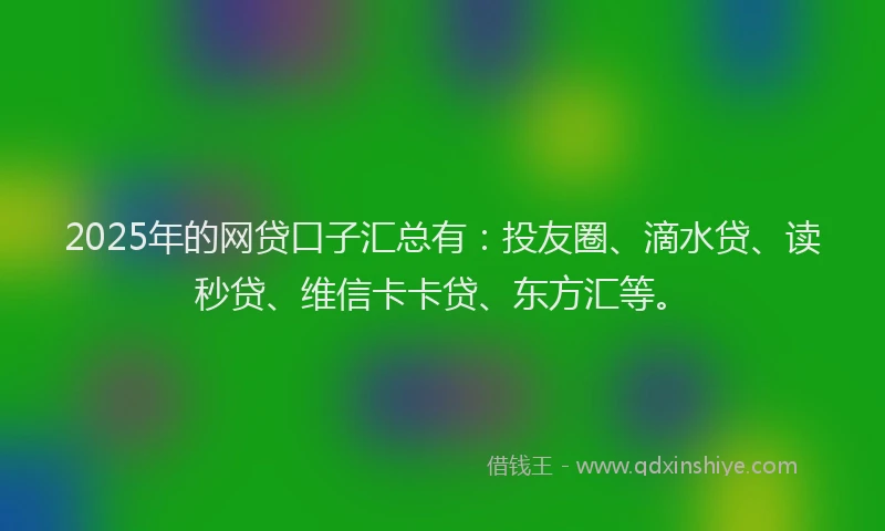 2025年的网贷口子汇总有：投友圈、滴水贷、读秒贷、维信卡卡贷、东方汇等。
