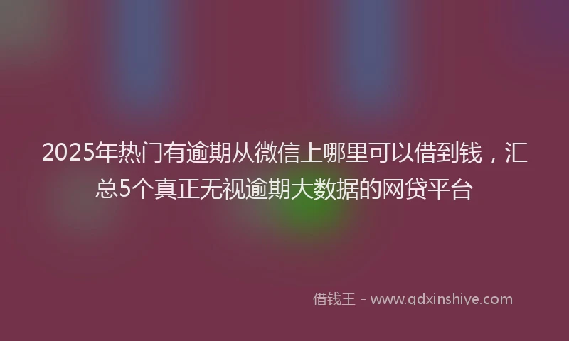 2025年热门有逾期从微信上哪里可以借到钱，汇总5个真正无视逾期大数据的网贷平台