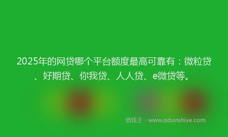 2025年的网贷哪个平台额度最高可靠有：微粒贷、好期贷、你我贷、人人贷、e微贷等。