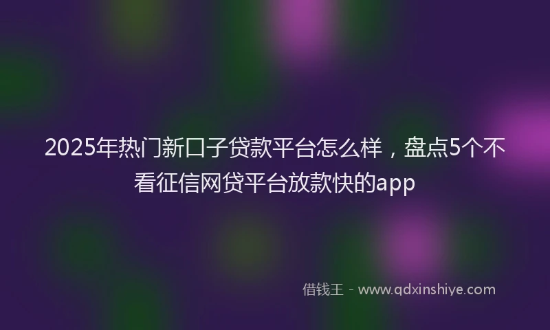 2025年热门新口子贷款平台怎么样，盘点5个不看征信网贷平台放款快的app