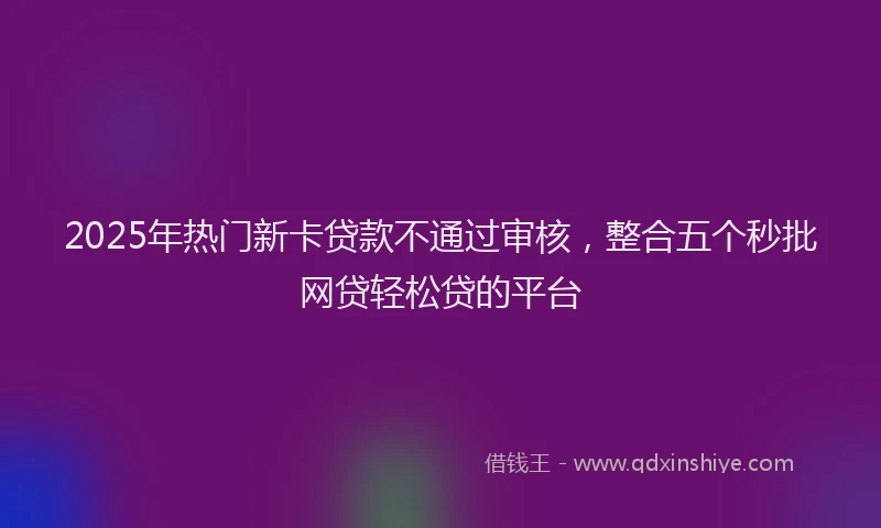 2025年热门新卡贷款不通过审核，整合五个秒批网贷轻松贷的平台