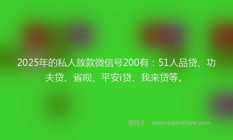 2025年的私人放款微信号200有：51人品贷、功夫贷、省呗、平安i贷、我来贷等。