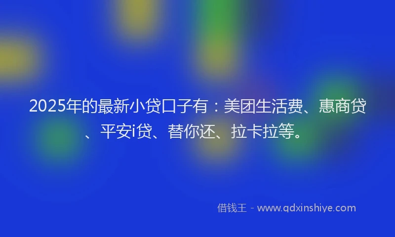2025年的最新小贷口子有：美团生活费、惠商贷、平安i贷、替你还、拉卡拉等。